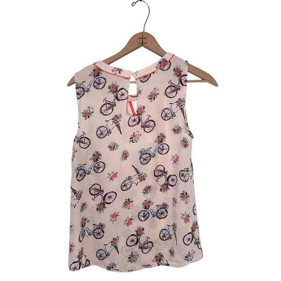 Modcloth | Floral Bicycle Pattern Sleeveless Blouse Size Medium - Picture 3 of 6